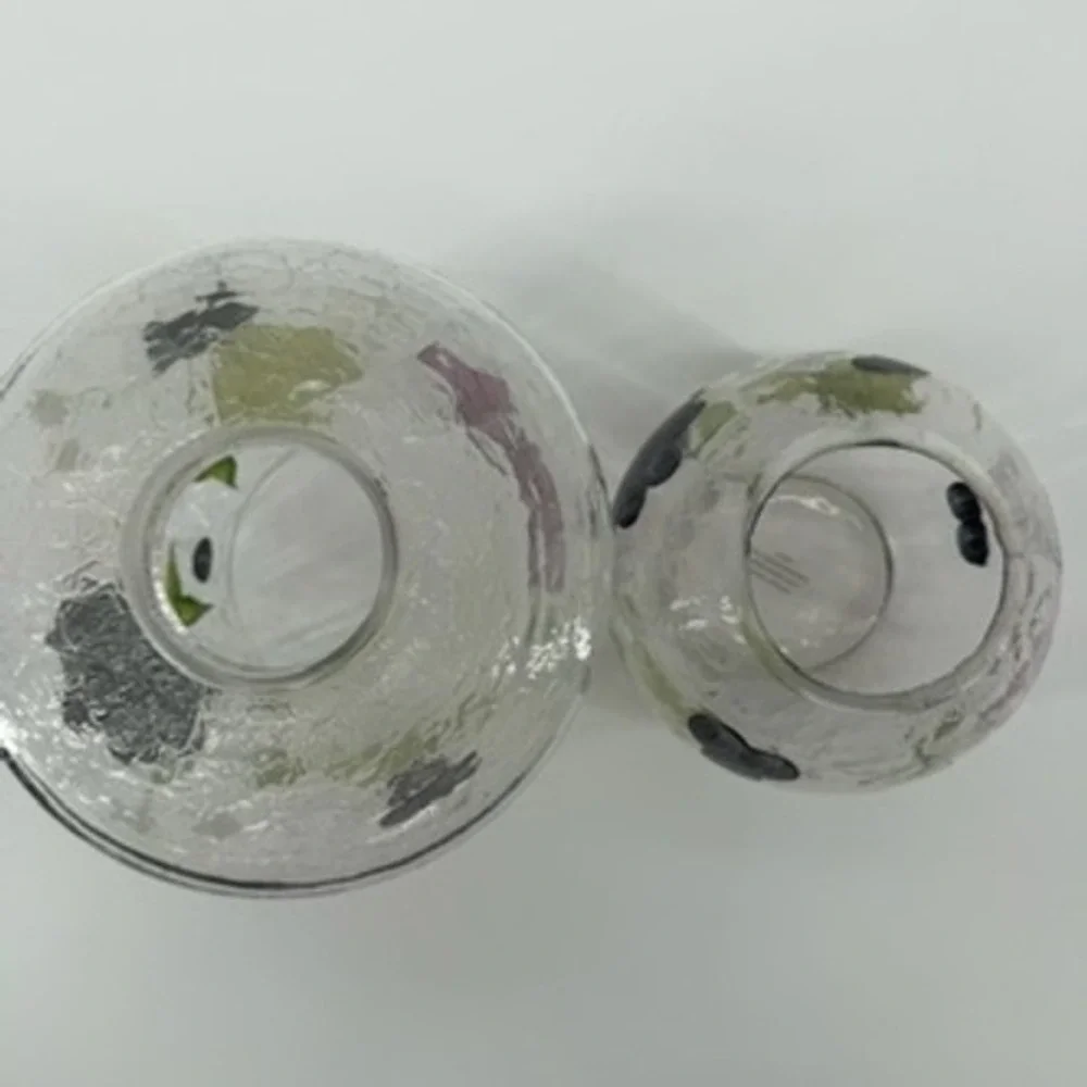 Home Essentials Hand Painted Crackle Glass Grape Candle Holder Lamp 10
